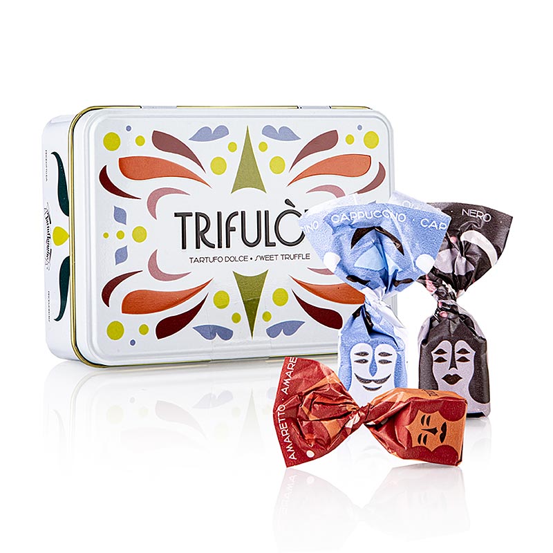 Tartuflanghe Mini praline al tartufo "trifulòt", in confezione regalo in metallo, 3 varietà (DCA), ca. 7 g 100 g
