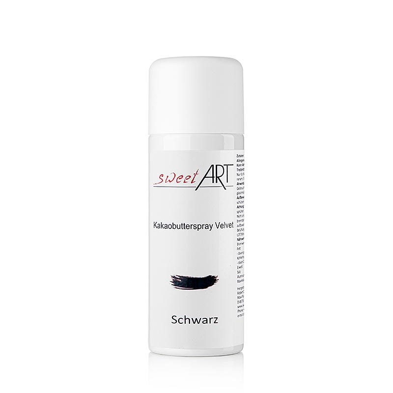 Spray al burro di cacao / Base colorante alimentare nero velluto, Sweet Art, 400 ml
