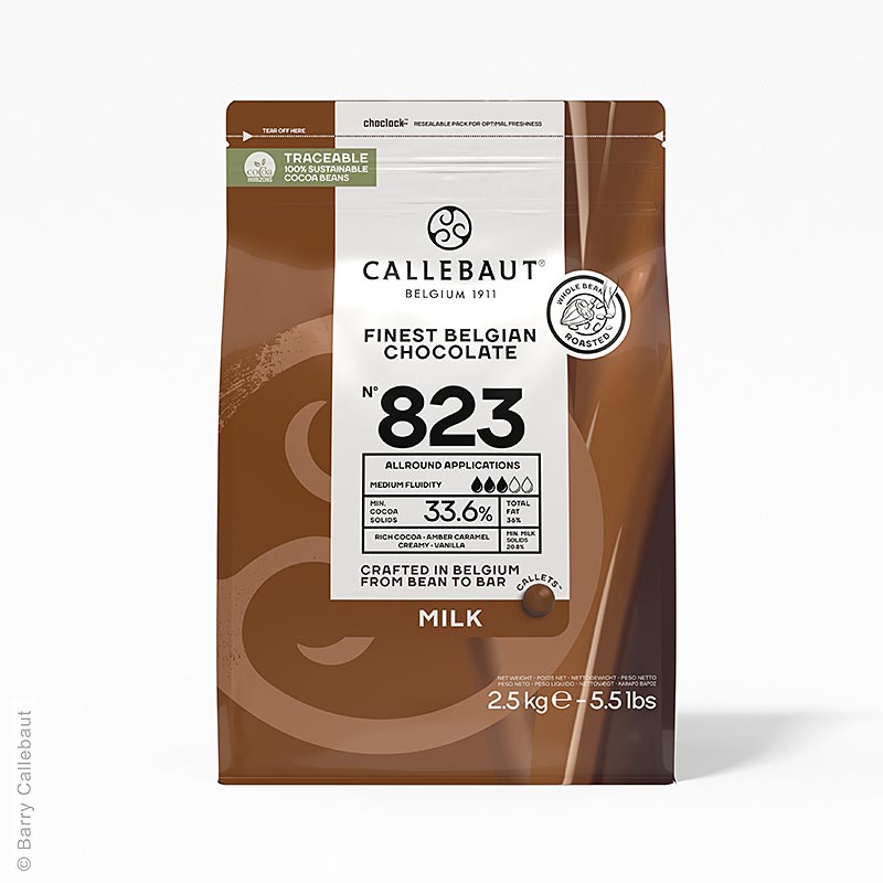 Callebaut - Chocolat au lait, callets, 33,6 % Cacao, 2,5 kg