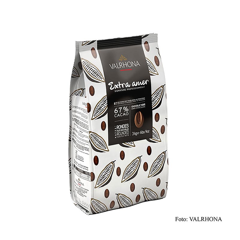 Valrhona Extra Amer, copertura fondente, callets, 67% Cacao, 3 kg