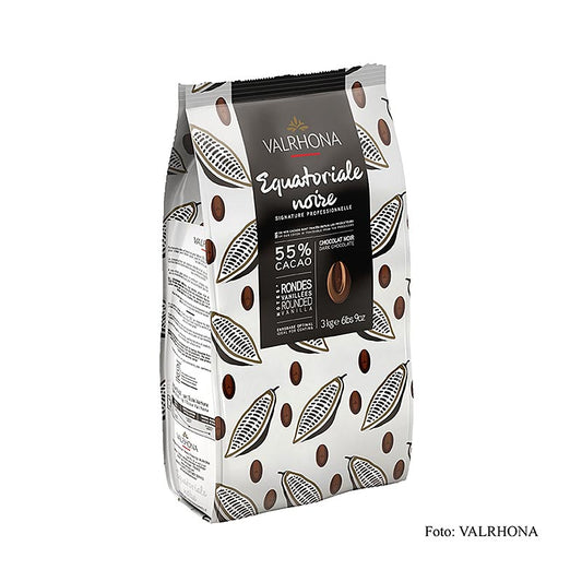 Valrhona Equatoriale Noire, copertura fondente, callets, 55% Cacao, 3 kg