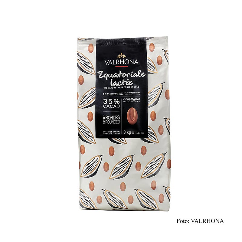 Valrhona Equatoriale Lactée, couverture au lait, callets, 35 % Cacao, 3 kg