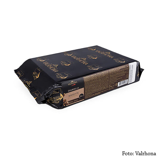 Valrhona - Gianduja Noisette noir - dunkle Bitter-Haselnuss-Couverture, Block, 3 kg