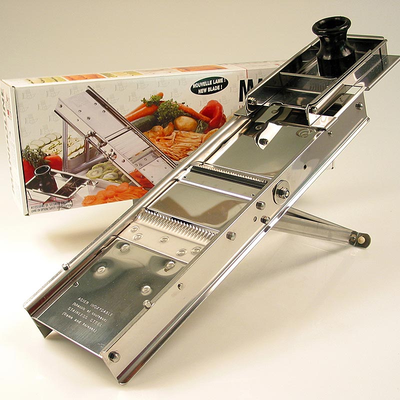 Louis Tellier - Mandoline CLASSIQUE komplett, Edelstahl, Messer glatt+gewellt, Julienne 3+10mm, 1 St
