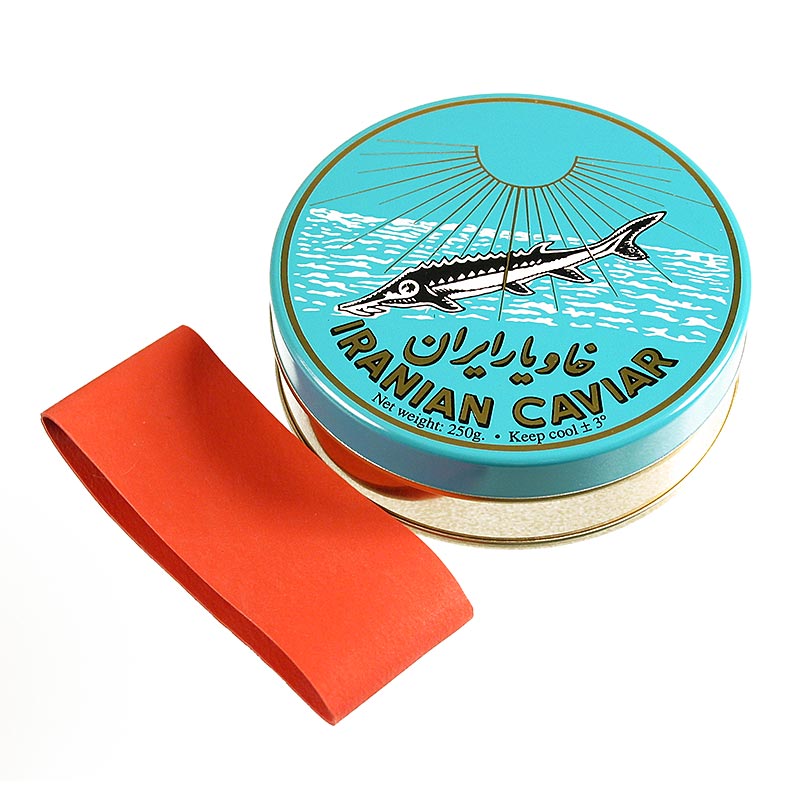 Boîte à caviar - bleu clair, avec fermeture en caoutchouc, ø 10 cm, pour 250g de caviar, 1 pc