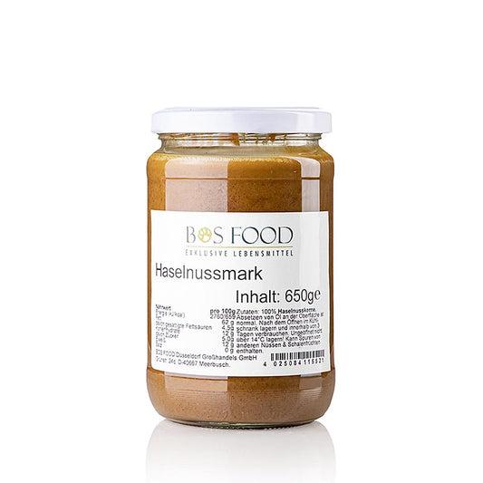 BOS FOOD Haselnuss-Mark, 100% Mark ohne Zusatzstoffe, 650 g