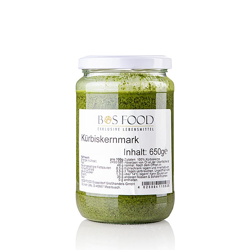 BOS FOOD Kürbiskern-Mark, 100% Mark ohne Zusatzstoffe, 650 g