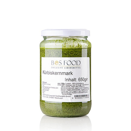 BOS FOOD Kürbiskern-Mark, 100% Mark ohne Zusatzstoffe, 650 g
