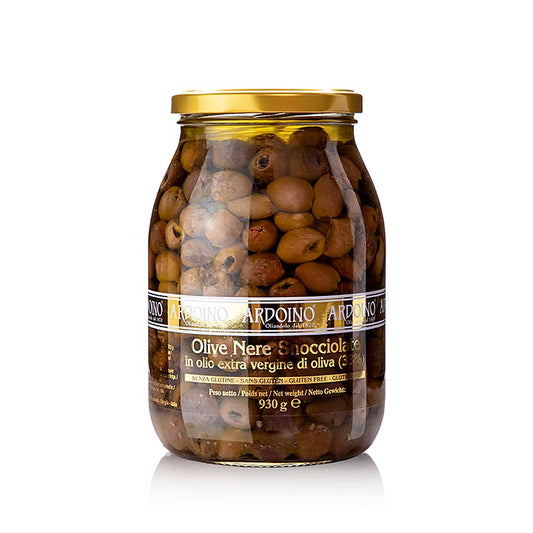 Olives noires dénoyautées (Snocciolate), à Huile d'olive, Ardoino, 930 g