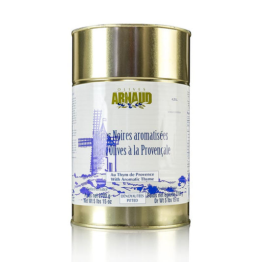Olive nere, snocciolate, al timo, sott'olio di girasole, Arnaud, 2,7 kg