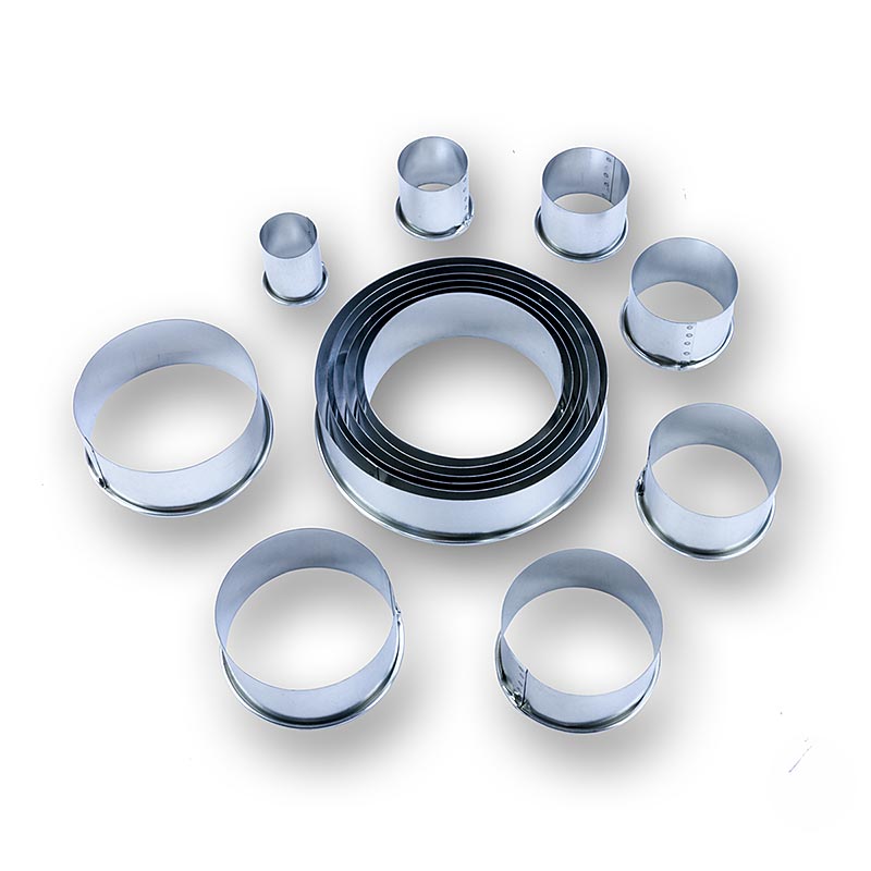 Set di taglierine per stagno, rotonde, lisce, ø 2,2 -12 cm, altezza 3 cm, 14 pezzi.