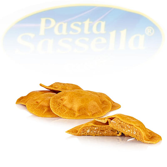 Agnolotti frais farcis à la tomate et à la mozzarella, ronds et rouges, Sassella, 500 g