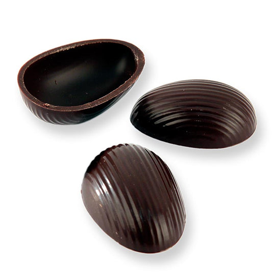 Demi-coques d'œufs en chocolat noir, grandes, 44 x 29 mm, Läderach (Pâques), 462 pièces