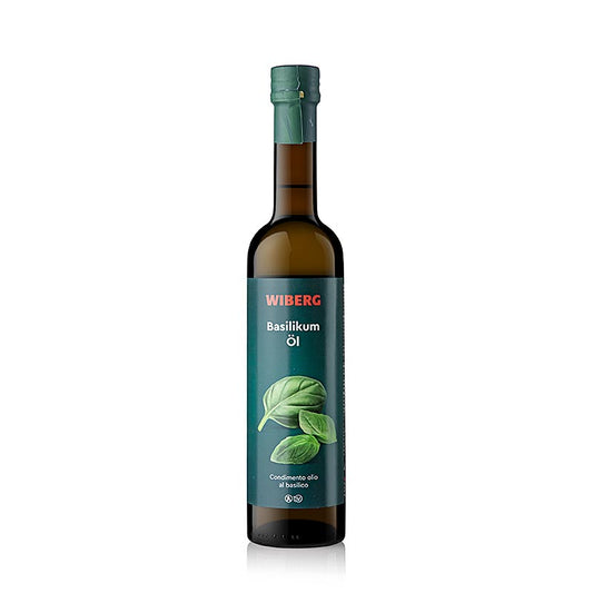 Huile de basilic Wiberg, pressée à froid, Huile d'olive vierge à l'extrait de basilic, 500 ml