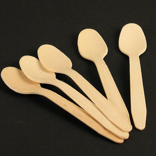 Cuillère à café en bois jetable, 100 pcs