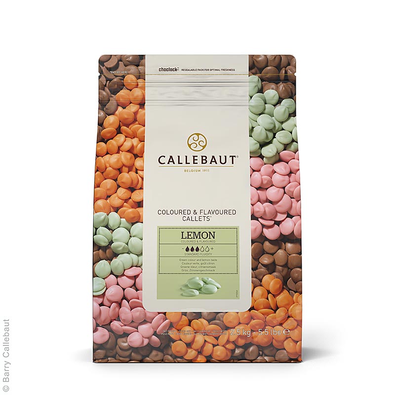 Callebaut - Pâte décorative aromatisée - Citron, Callets, 2,5 kg