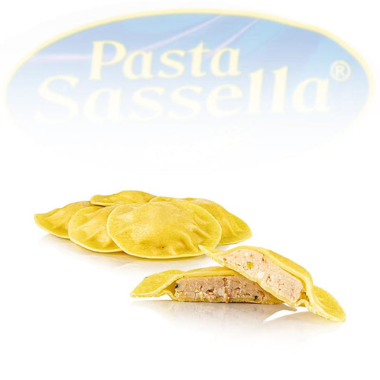 Agnolotti frais farcis au saumon, ronds et clairs, Sassella, 500 g