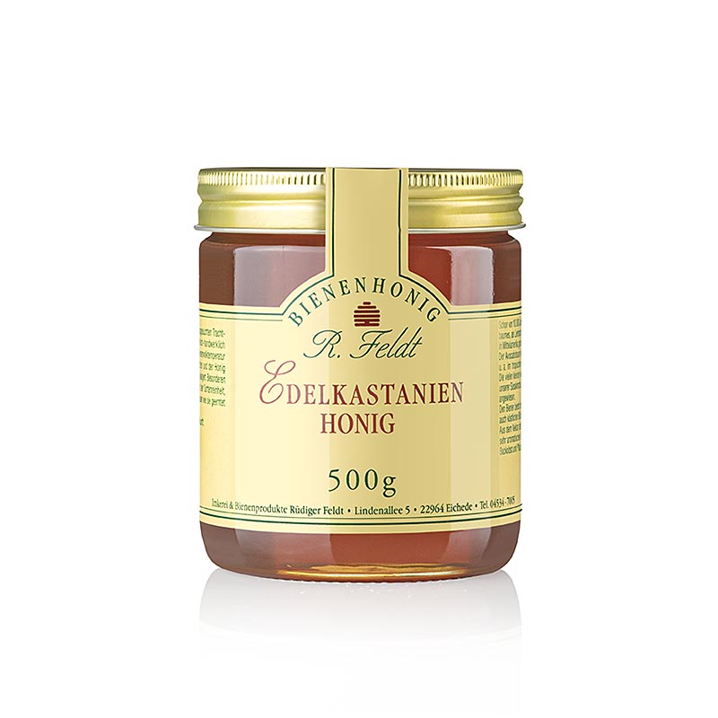 Apicoltura Feldt -Miele, marrone medio, liquido, dal sapore leggermente amaro, 500 g