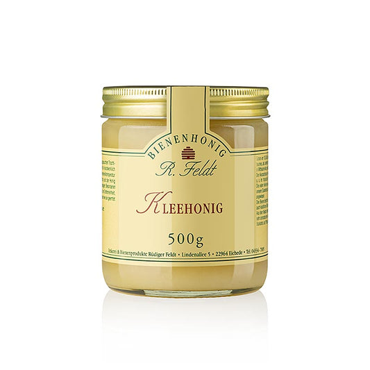 Imkerei Feldt - Klee-Honig, weiß, streichzart, lieblich-mild, feines Zimtaroma, 500 g