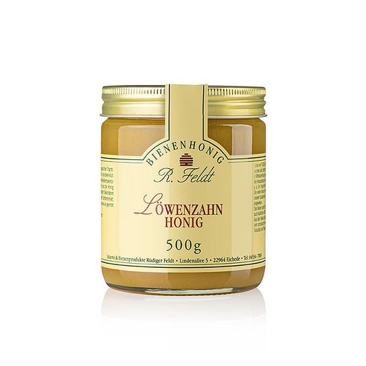 Imkerei Feldt - Löwenzahnhonig, dunkelgelb, cremig, mild & würzig, aromatisch, 500 g