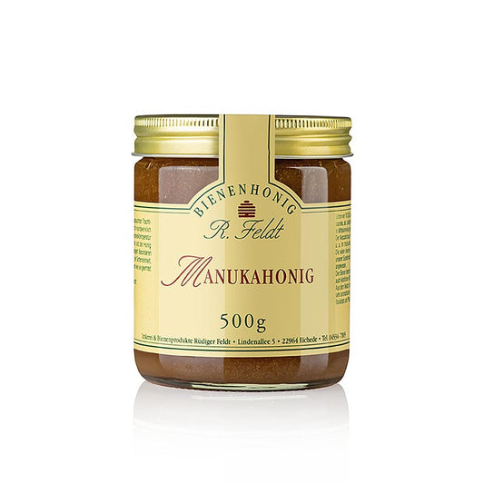 Imkerei Feldt - Manuka-Honig, dunkel, flüssig, kräuterartig kräftig, 500 g