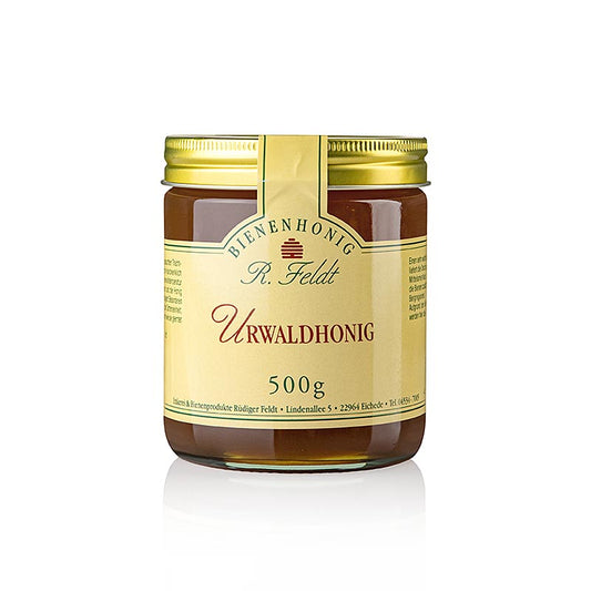 Imkerei Feldt - Urwald-Honig, flüssig bis cremig, lieblich aromatisch, 500 g