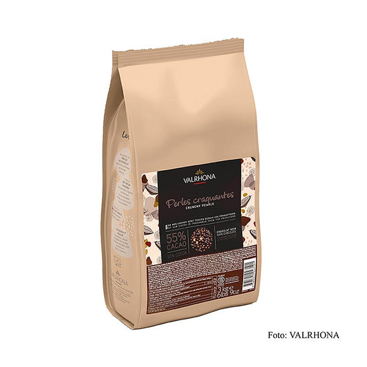 Perline croccanti, ripiene di cereali e ricoperte di cioccolato, 55% Cacao, Valrhona, 3 kg