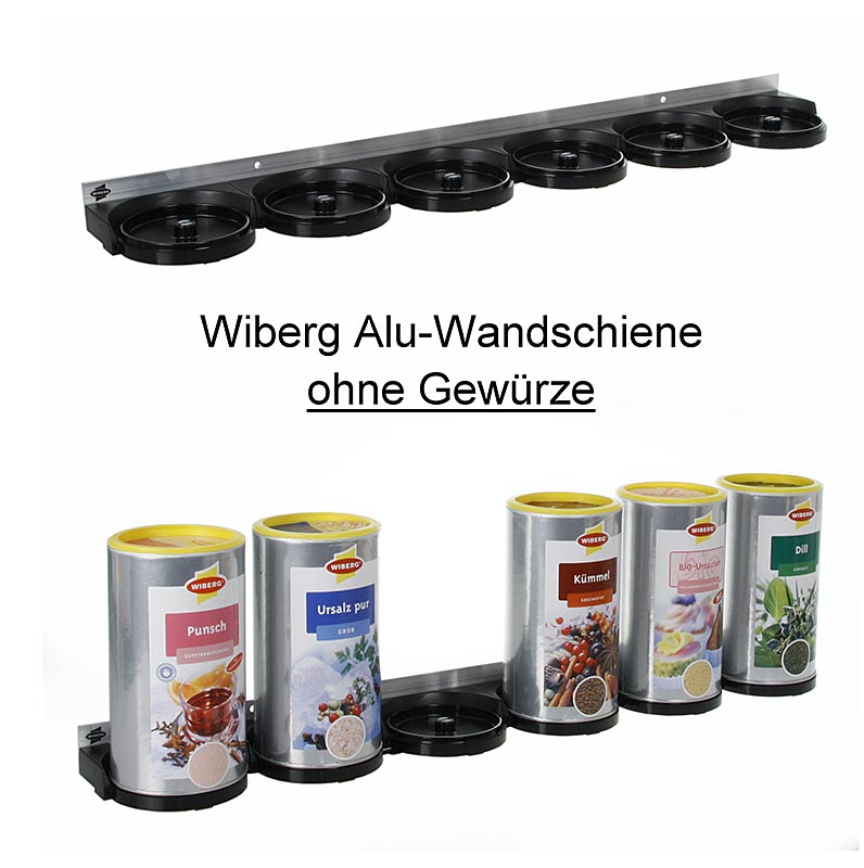 Guida a muro in alluminio Wiberg per 6 contenitori Wiberg, con magneti, 1 pz.