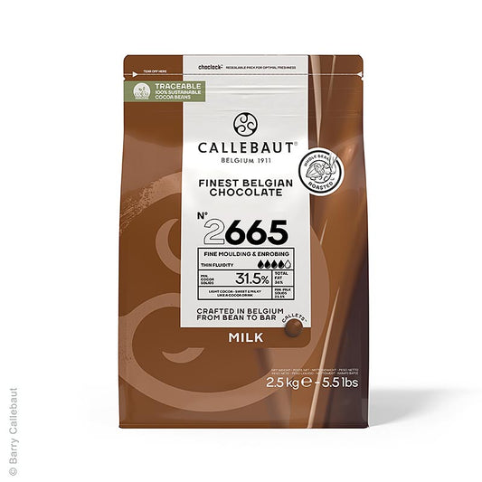 Lait entier, texture fluide, callets, 33 % Cacao, 2,5 kg
