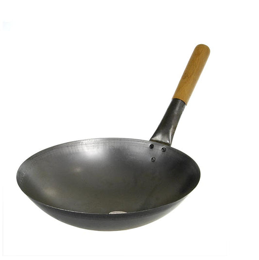 Poêle wok - 1ère qualité, fond rond avec manche, sans oreille, ø 30cm, 1 pce