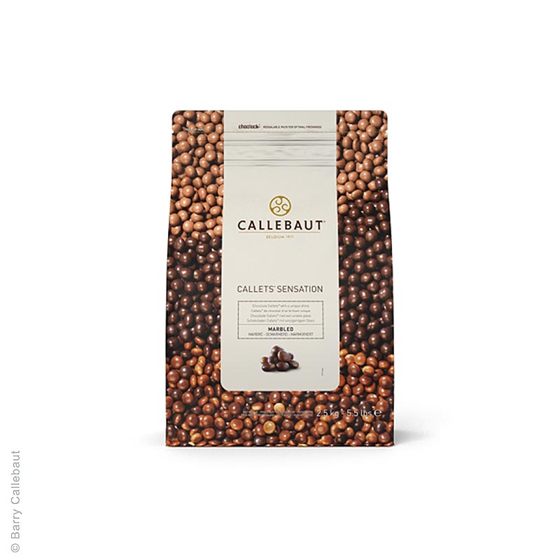 Callets Sensation Marbled, perles de chocolat marbrées, 38,9 % Cacao, 2,5 kg