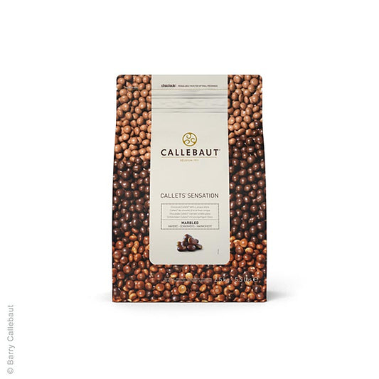 Callets Sensation Marbled, perles de chocolat marbrées, 38,9 % Cacao, 2,5 kg