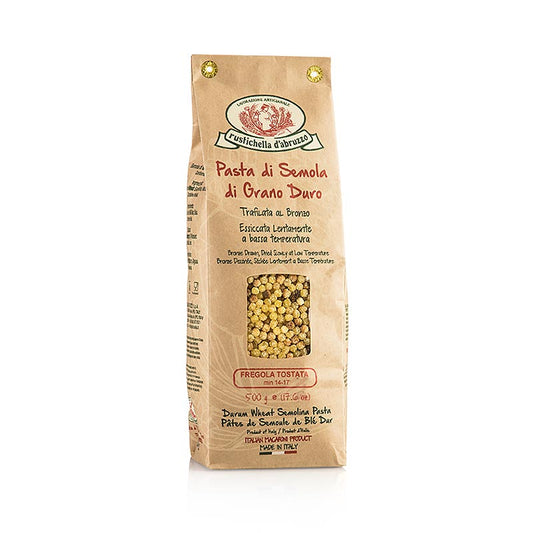 Rustichella D´Abruzzo - Fregola Tostata, perlrunde Pasta aus geröstetem Hartweizengrieß, 500 g