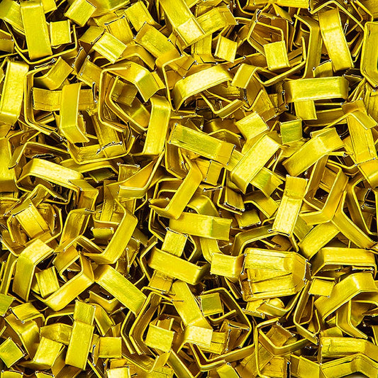 Chiusura Clippfix, oro, per sacchetti con fondo in polipropilene/sacchetti in cellophane, 1.000 pezzi.