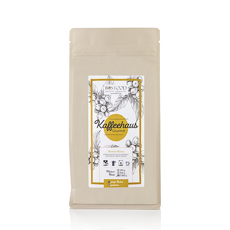 "Bos Food Gourmet" Caffetteria, chicchi interi, Caffè 100% Arabica, 1 kg