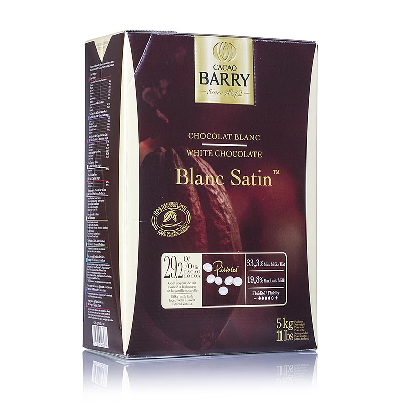 Callebaut - Blanc Satin, chocolat blanc, Callets, 29 % Cacao, 5 kg