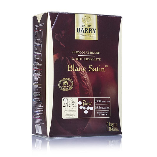 Callebaut - Blanc Satin, chocolat blanc, Callets, 29 % Cacao, 5 kg