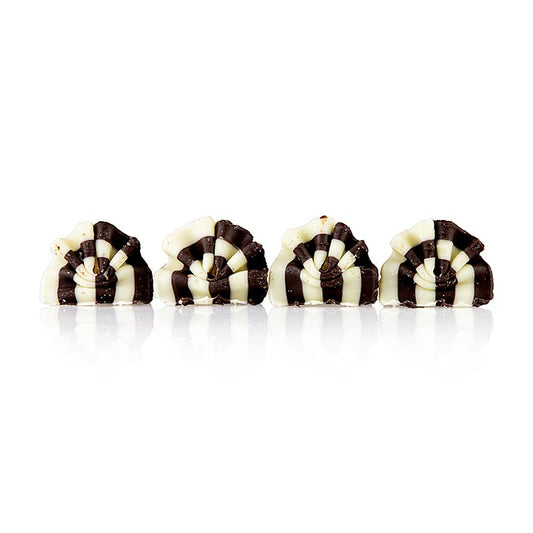 Décorations "Forest Mini" - Éventail en chocolat, chocolat blanc/noir, 33x26mm, 1 kg, env.500 pcs.