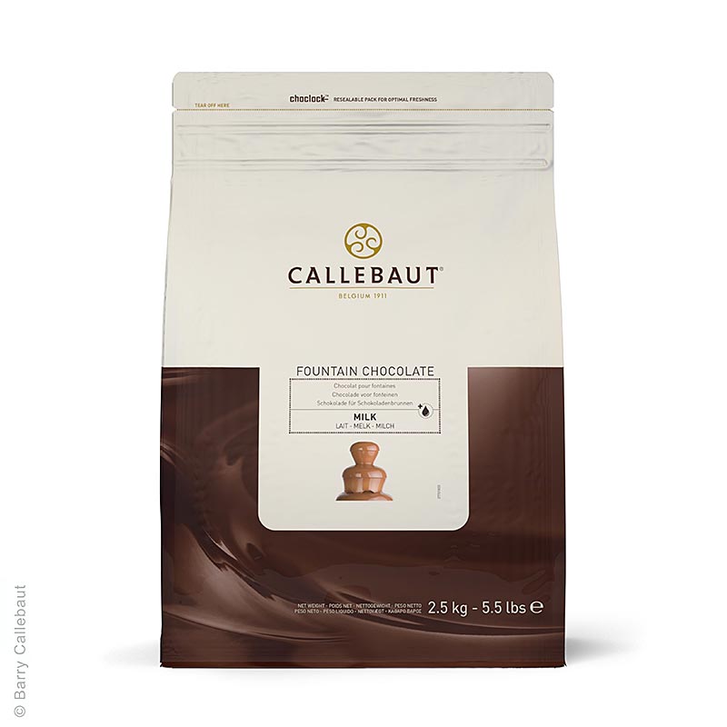 Callebaut - Chocolat au lait, pour fontaine à chocolat et fondue, callets, 37,8 % Cacao, 2,5 kg