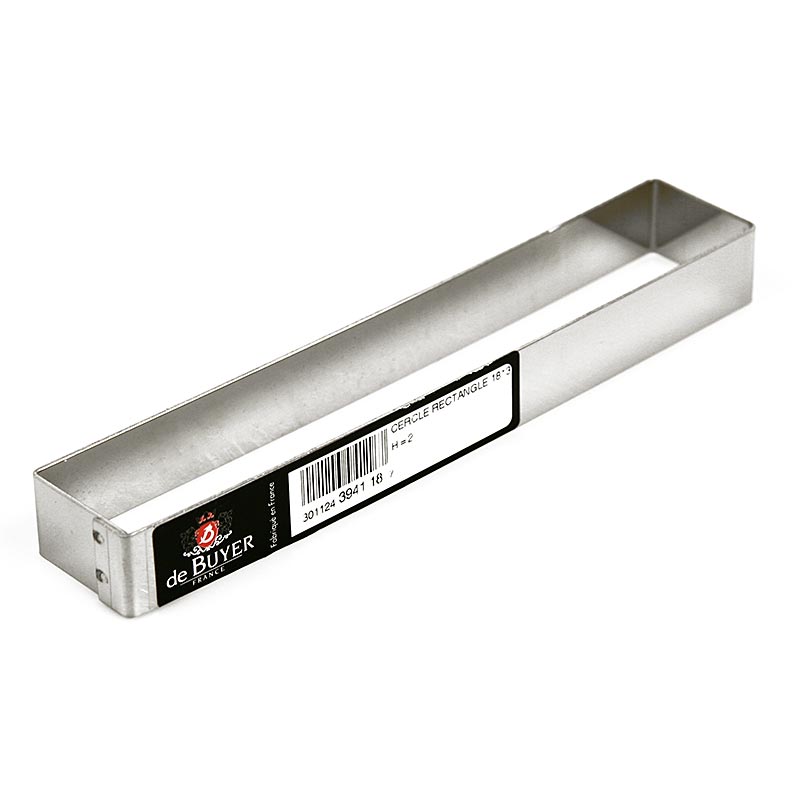 Cornice deBUYER, rettangolare, acciaio inossidabile, 18 x 3,3 cm, altezza 2 cm, 1 pz.
