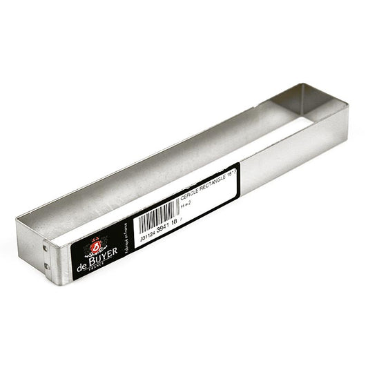 Cornice deBUYER, rettangolare, acciaio inossidabile, 18 x 3,3 cm, altezza 2 cm, 1 pz.