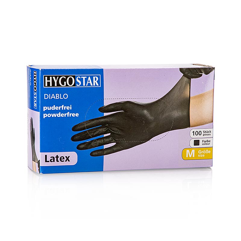 Franz Mensch - Gants jetables en latex, noirs, taille M, non poudrés, 100 pièces