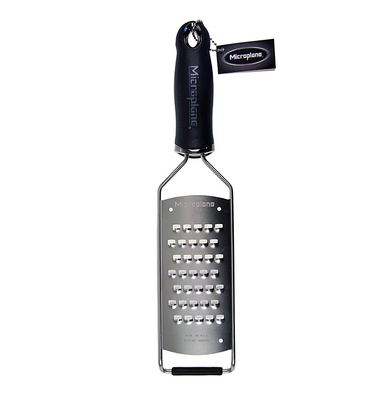 Microplane - Serie Gourmet - grattugia a grana molto grossa, manico nero/soft-touch, 1 pz.