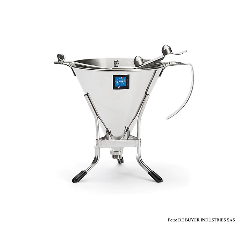 deBUYER Fondanttrichter, automatisch, mit 3 Auslaufmaßen, 1,5 Liter, mit Gestell