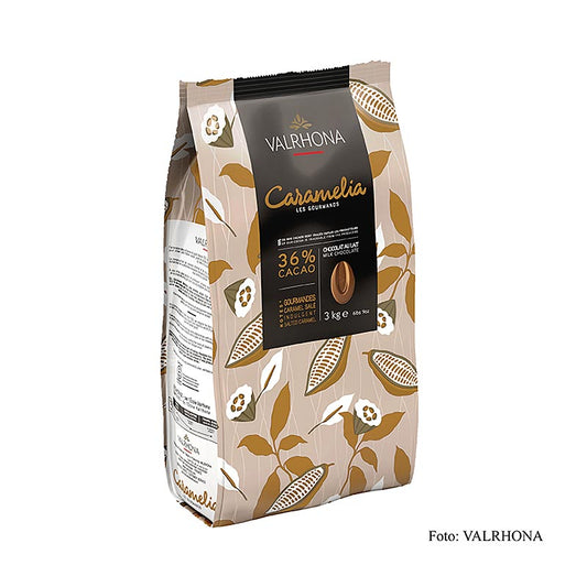 Valrhona Caramelia, couverture au lait et au caramel, callets, 36 % Cacao, 3 kg