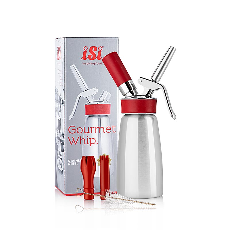 iSi - Espuma - Sprayer, Gourmet Whip Plus, komplett, Edelstahl matt, 250 ml, rot, 1 St