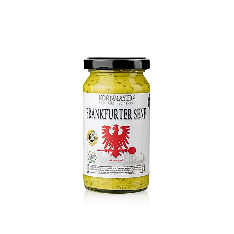 Kornmayer - Senape di Francoforte, mediamente piccante, con erbe aromatiche e salsa verde, 210 ml | Salse, zuppe, fondi | thungourmet