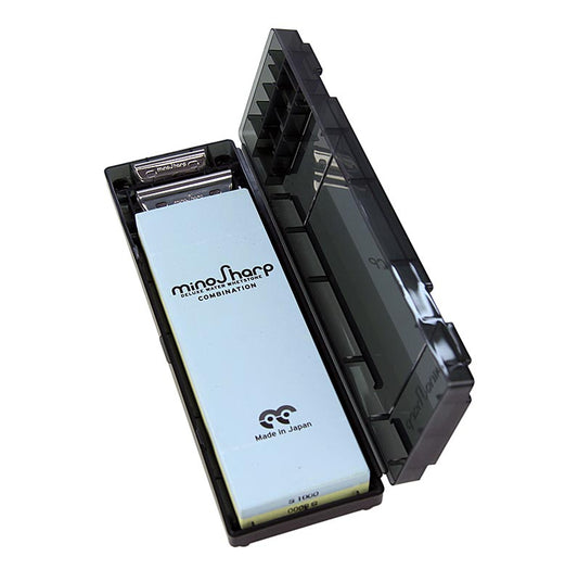 Pierre à aiguiser Mino Sharp (à l'eau) combinée 1000/8000, avec support en plastique n° 472