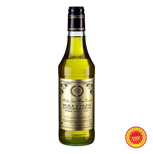 Huile d'olive vierge, Fruité Noir, douce et légèrement sucrée, Baux-de-Provence, AOP, Cornille, 500 ml