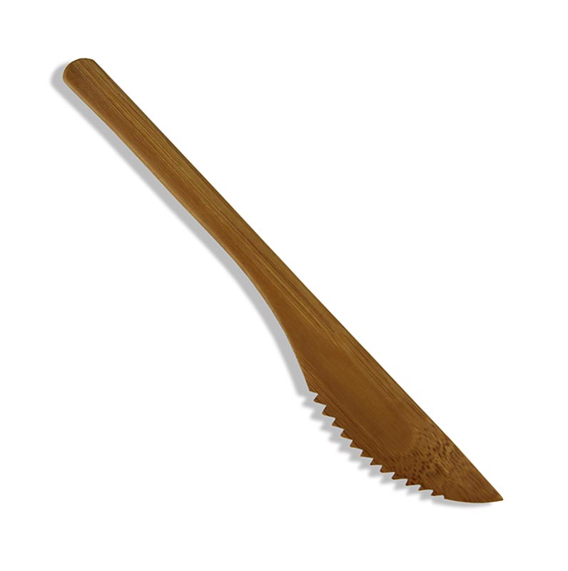 Coltello in bambù riutilizzabile, lavabile in lavastoviglie, marrone scuro, lunghezza 20 cm, 25 pezzi.